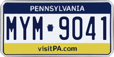 PA license plate MYM9041