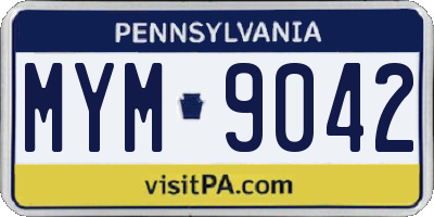 PA license plate MYM9042