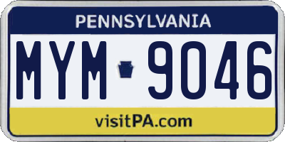 PA license plate MYM9046