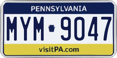 PA license plate MYM9047