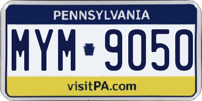 PA license plate MYM9050
