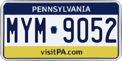 PA license plate MYM9052