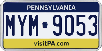PA license plate MYM9053
