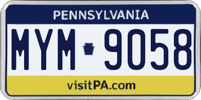 PA license plate MYM9058