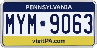 PA license plate MYM9063