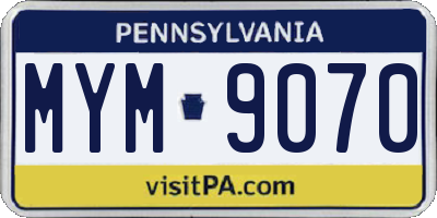 PA license plate MYM9070