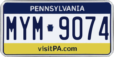 PA license plate MYM9074