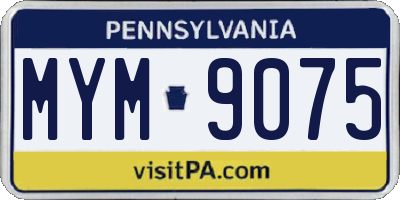 PA license plate MYM9075