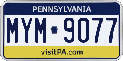 PA license plate MYM9077
