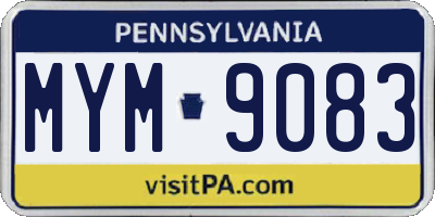 PA license plate MYM9083