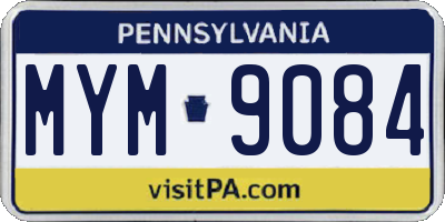 PA license plate MYM9084