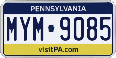 PA license plate MYM9085