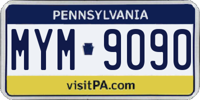 PA license plate MYM9090
