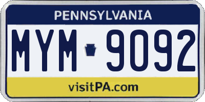 PA license plate MYM9092