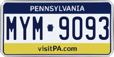 PA license plate MYM9093