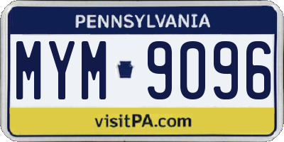 PA license plate MYM9096