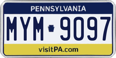 PA license plate MYM9097