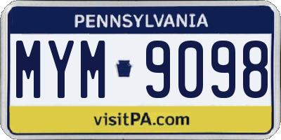 PA license plate MYM9098