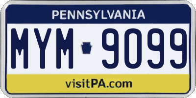 PA license plate MYM9099