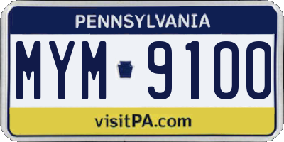 PA license plate MYM9100