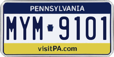 PA license plate MYM9101
