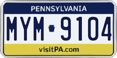 PA license plate MYM9104