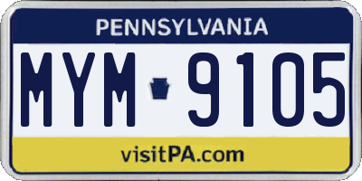 PA license plate MYM9105