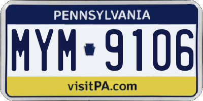PA license plate MYM9106