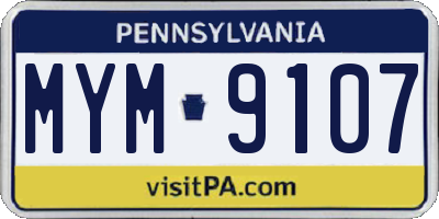 PA license plate MYM9107