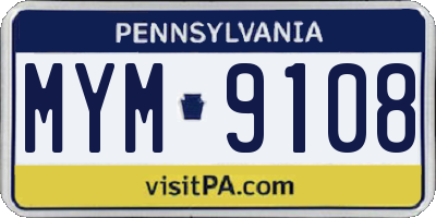 PA license plate MYM9108
