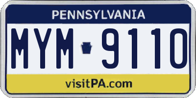 PA license plate MYM9110