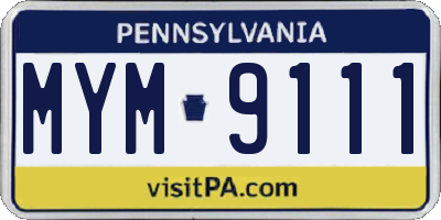 PA license plate MYM9111