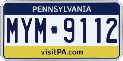 PA license plate MYM9112