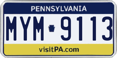 PA license plate MYM9113
