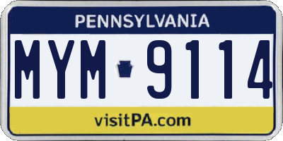PA license plate MYM9114