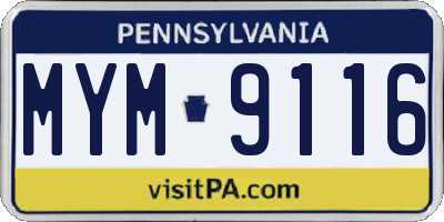 PA license plate MYM9116