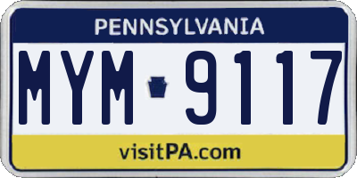PA license plate MYM9117