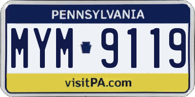 PA license plate MYM9119