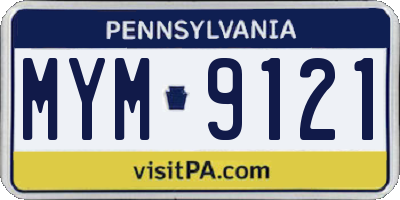 PA license plate MYM9121