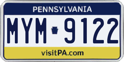 PA license plate MYM9122