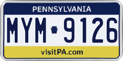 PA license plate MYM9126