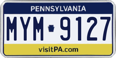 PA license plate MYM9127