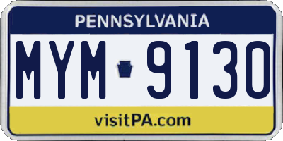 PA license plate MYM9130