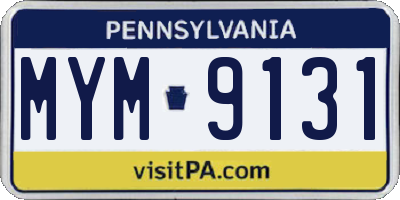 PA license plate MYM9131
