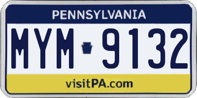 PA license plate MYM9132