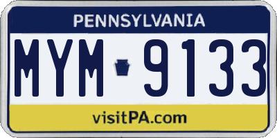 PA license plate MYM9133