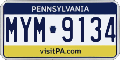 PA license plate MYM9134