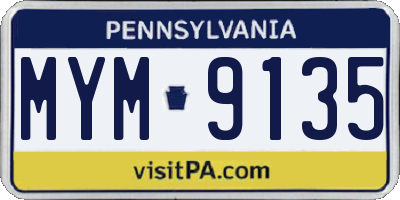 PA license plate MYM9135