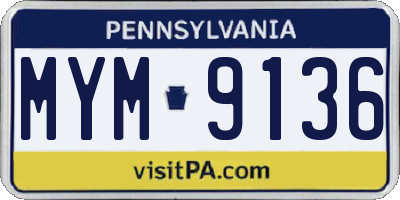 PA license plate MYM9136