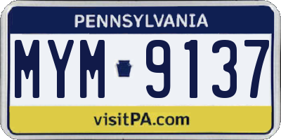 PA license plate MYM9137